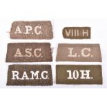 5x WW1 Slip-on Regimental Shoulder Titles