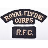 2x Variations of WW1 Royal Flying Corps Cloth Shoulder Title