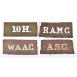 4x WW1 Slip-on Regimental Shoulder Titles