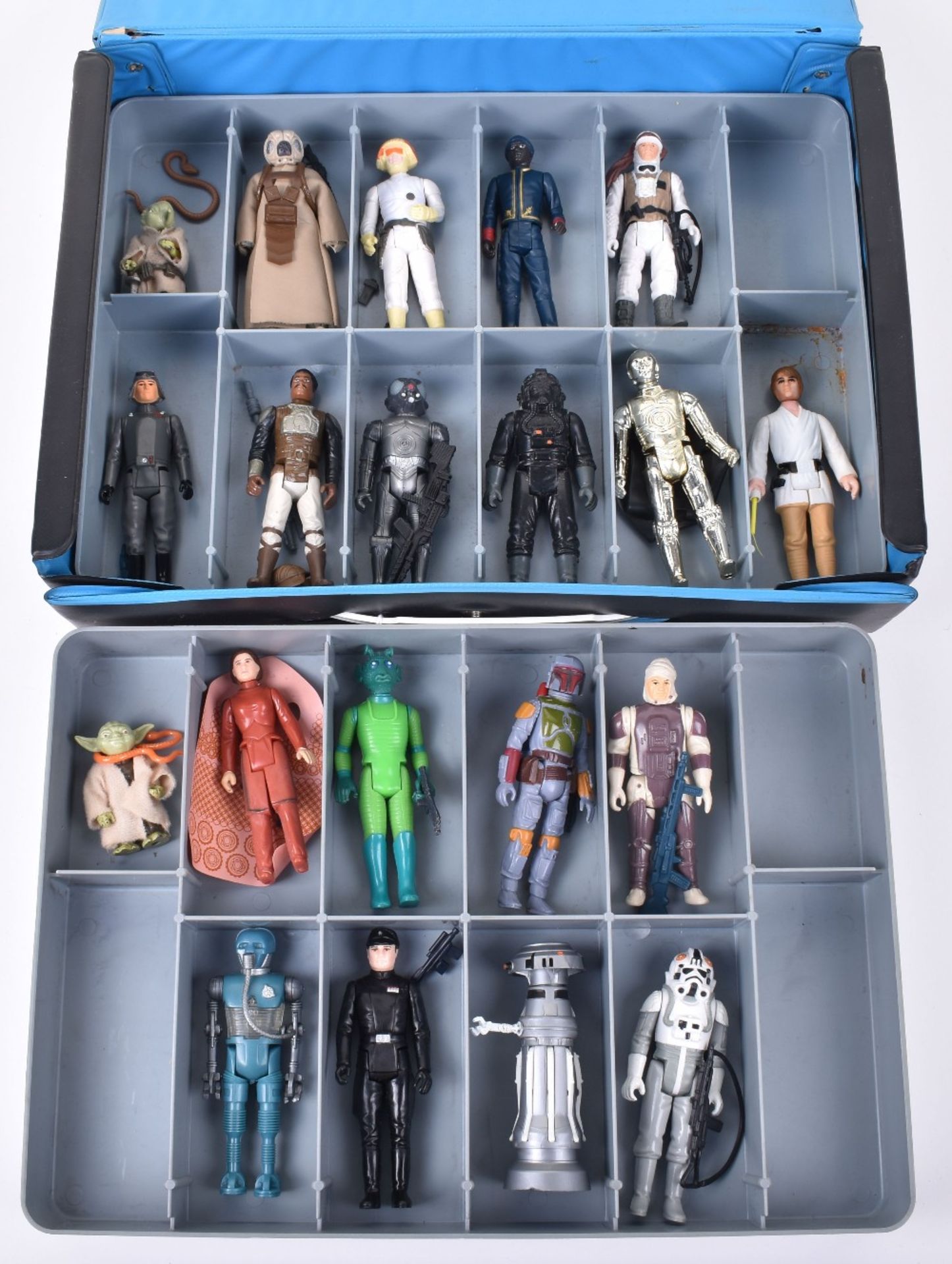 Twenty Loose Vintage Star Wars Figures in collectors Case