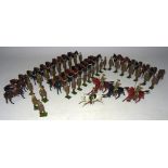 Britains from set 182, twenty-eight unmounted Horses with sixteen Gunners at attention