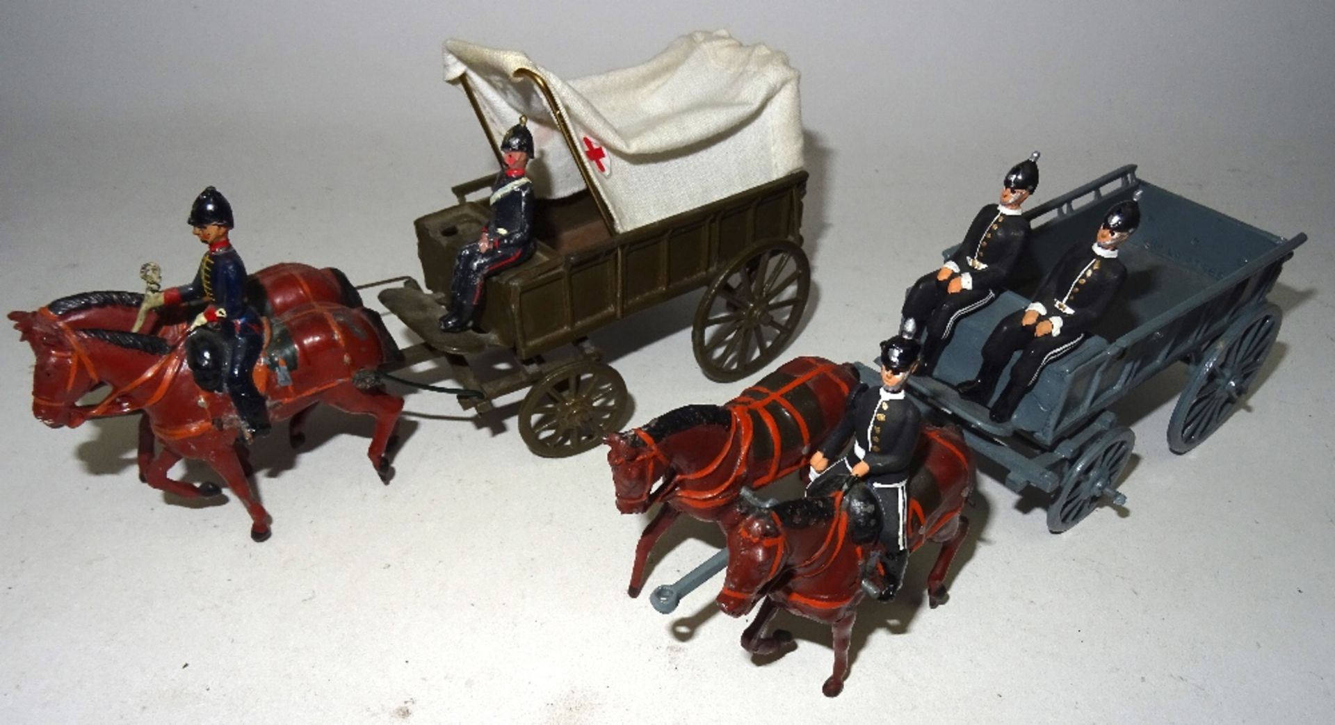 Britains repainted two sets 146, Army Service Corps two horse Supply Wagon