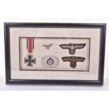 Framed Display of WW2 German Medal and Insignia