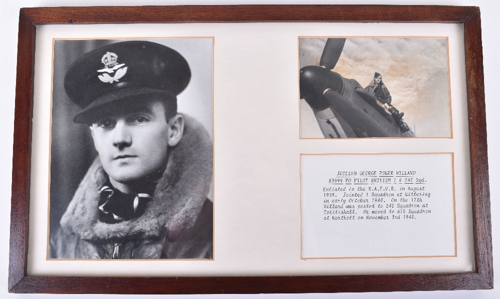 Framed Photograph Display of Battle of Britain Pilot Jocelyn George Power Millard No1 & 242 Squadro