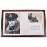 Framed Photograph Display of Battle of Britain Pilot Jocelyn George Power Millard No1 & 242 Squadro