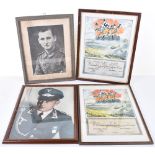 Framed and Glazed Coloured Photograph of WW2 German Luftwaffe NCO