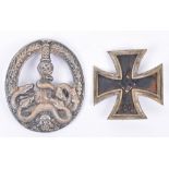 WW2 German Iron Cross 1st Class and Anti-Partisan Award Badge