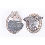 WW2 German Luftwaffe Observers Badge and Panzer Assault Badge for 50 Engagements
