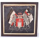 WW1 Imperial German Framed Embroidered Regimental Tapestry