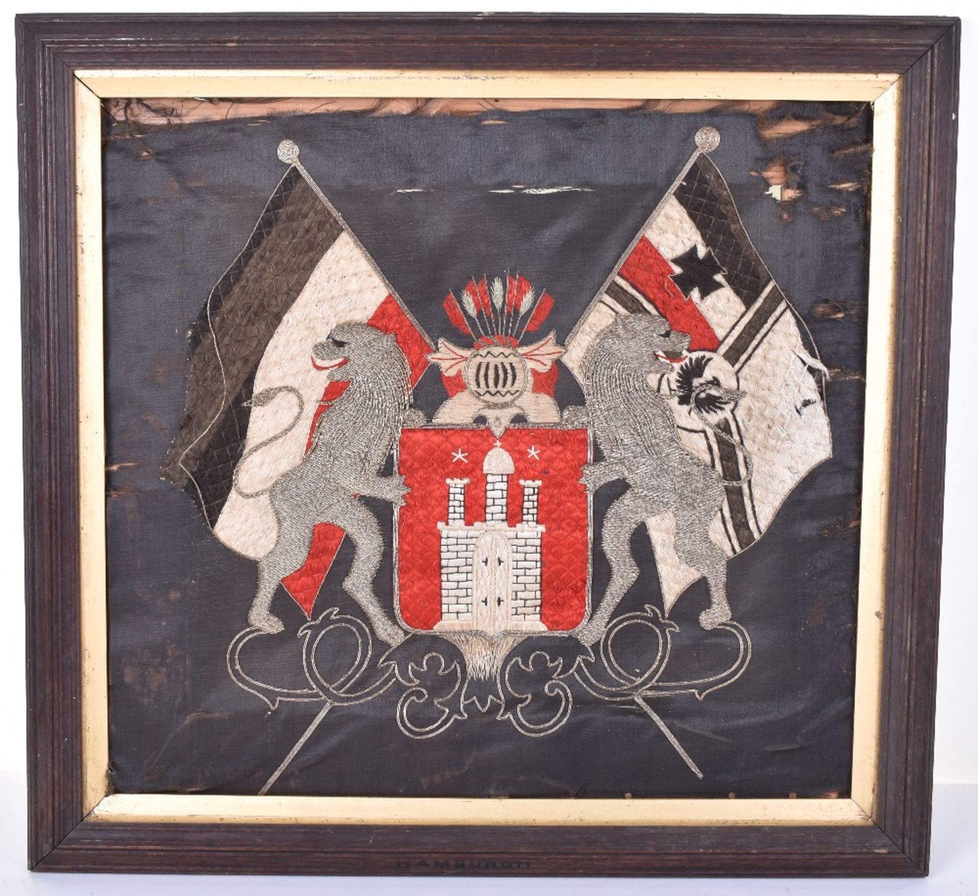 WW1 Imperial German Framed Embroidered Regimental Tapestry