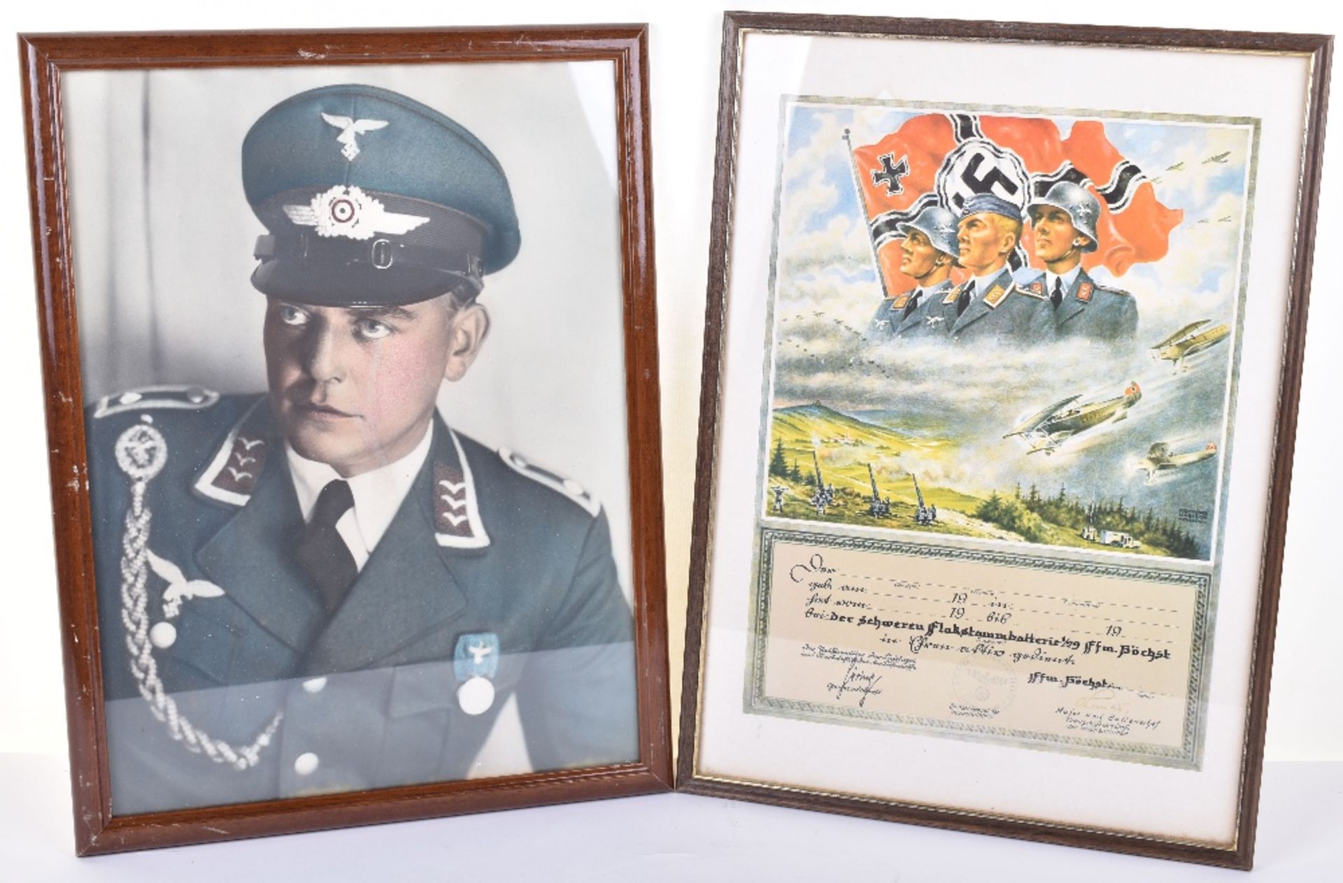 Framed and Glazed Coloured Photograph of WW2 German Luftwaffe NCO - Image 3 of 3