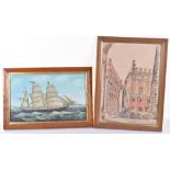 A selection of pictures to include two religious polychrome framed pictures, a pastel of European st