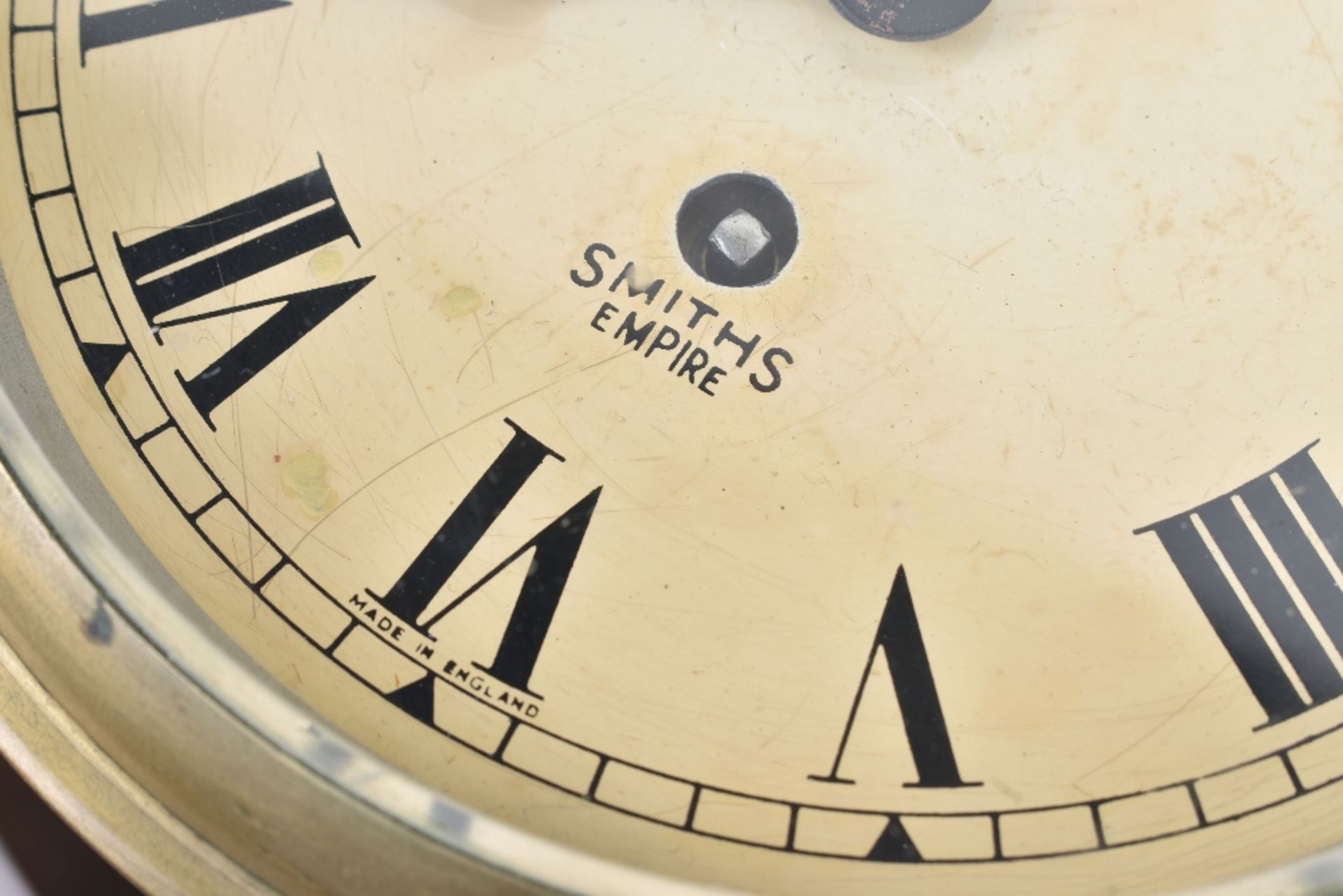 A mid 20th century brass cased ships clock by Smiths Empire, with key - Image 3 of 7