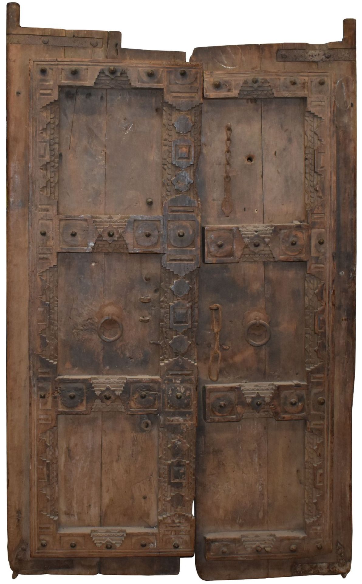 A pair of impressive 18th century teak and iron doors, possibly Spanish Colonial