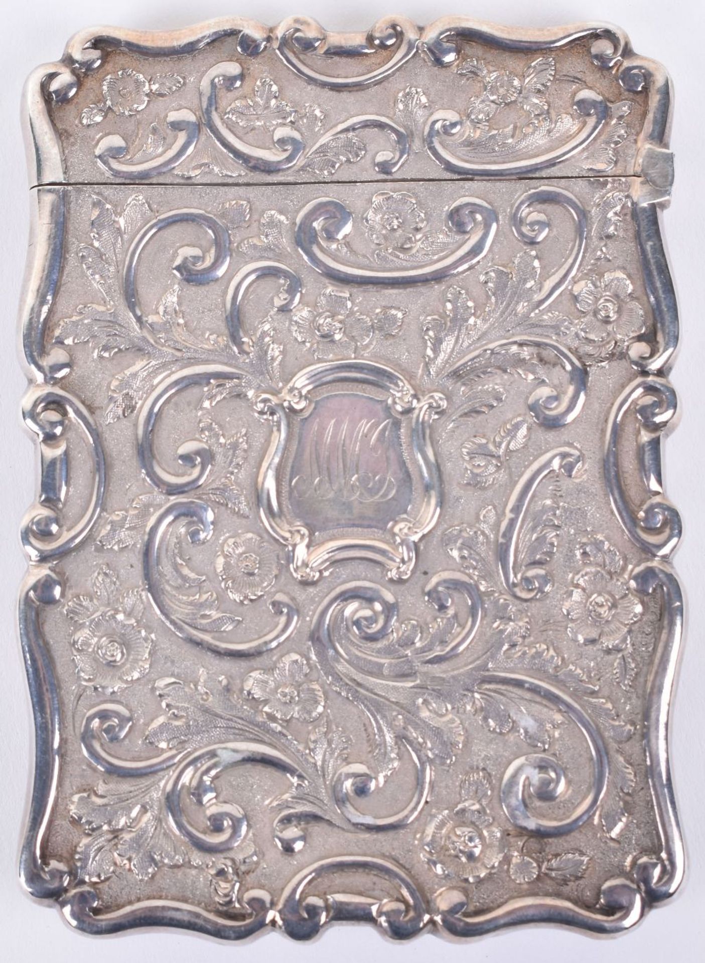 A Victorian silver castle top card case - Image 2 of 6