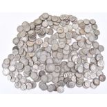 A large quantity of mainly 1920-1946 British coins, including Half Crowns, Florins, Shillings