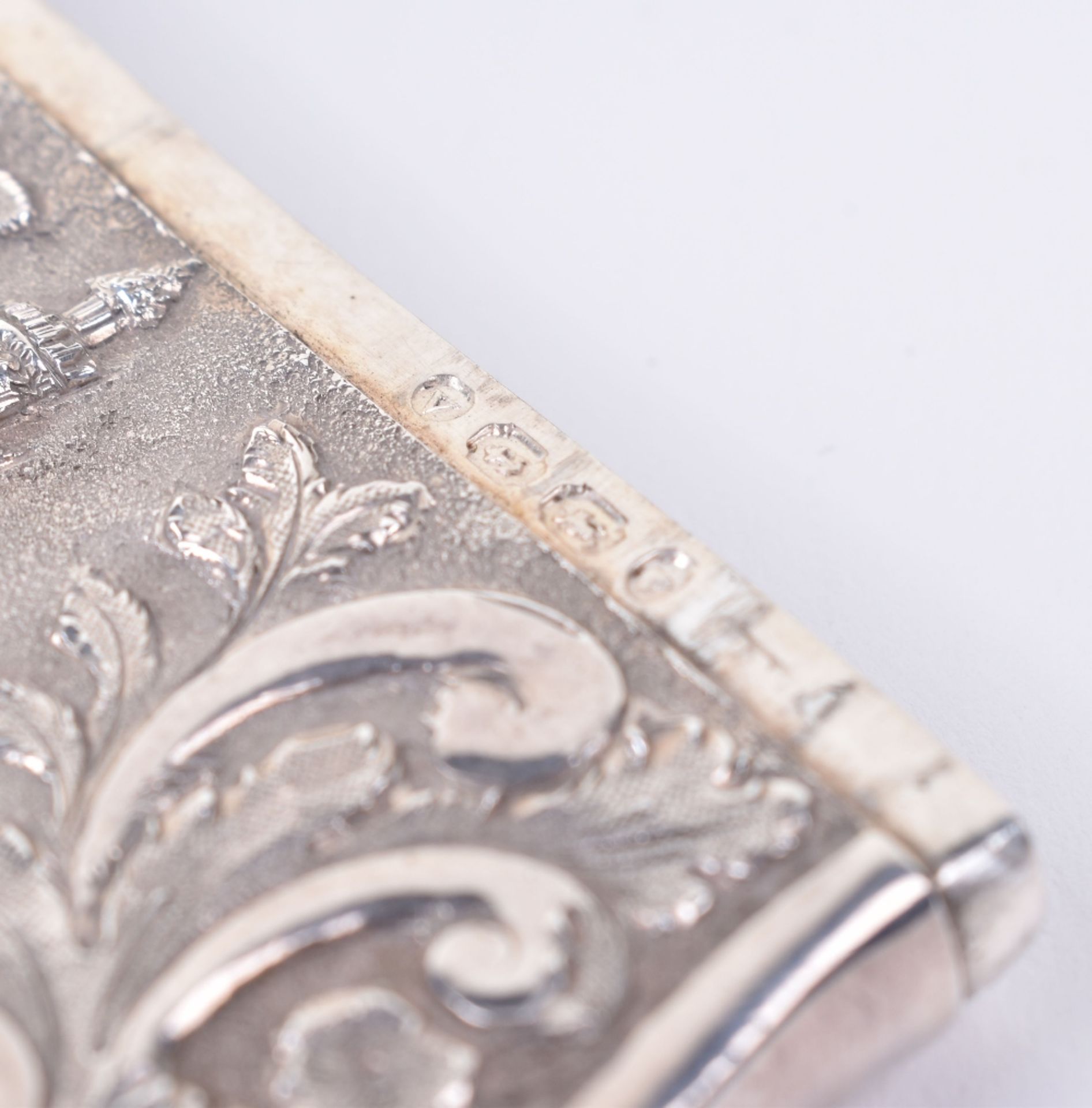 A Victorian silver castle top card case - Image 6 of 6