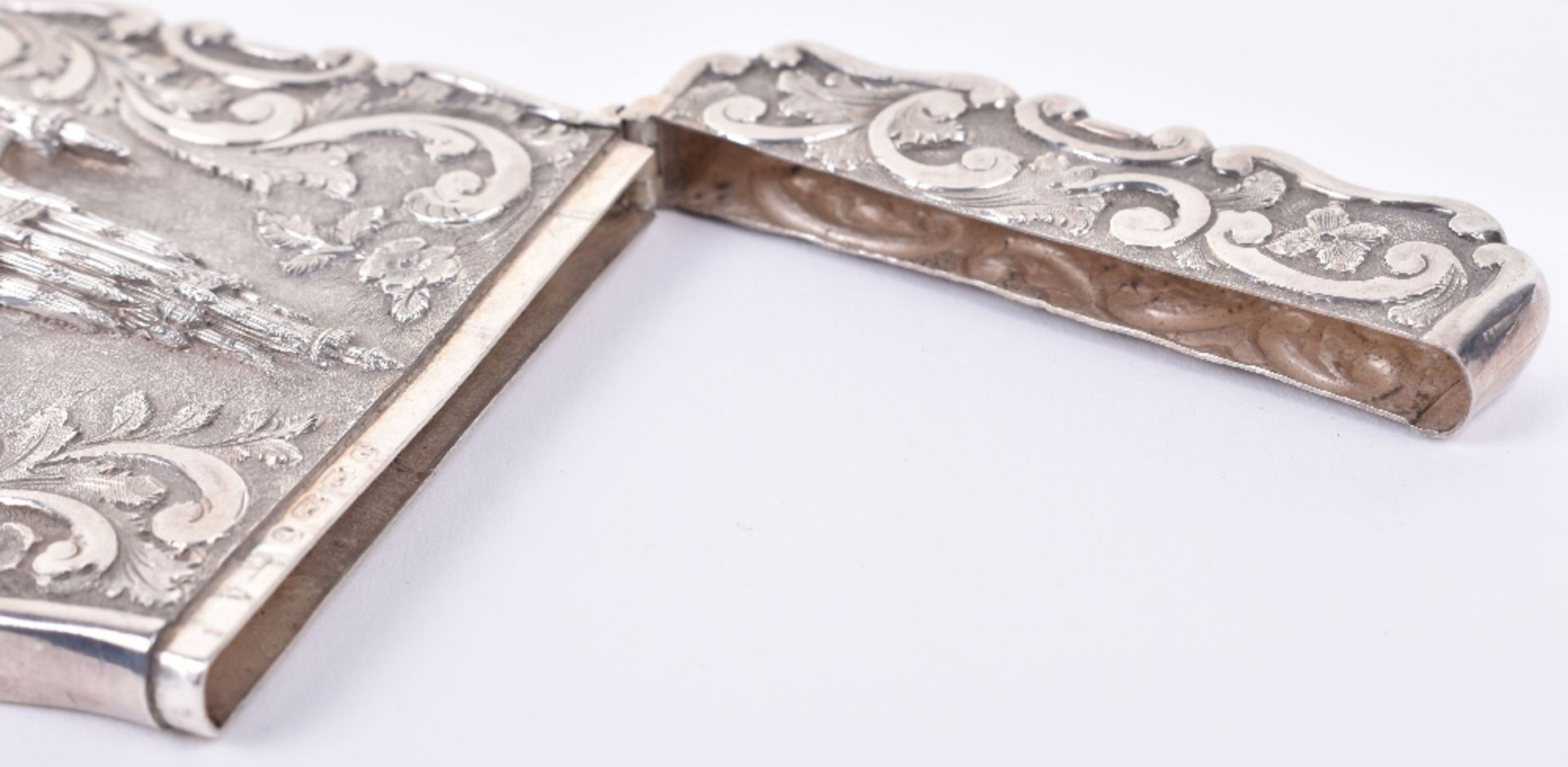 A Victorian silver castle top card case - Image 5 of 6