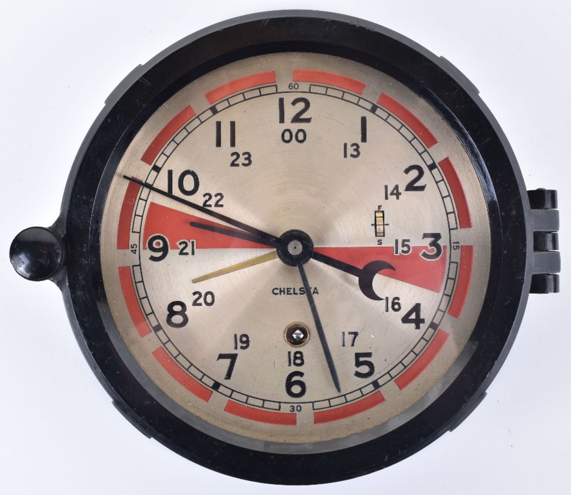 An American mid 20th century bakelite ships clock by Chelsea