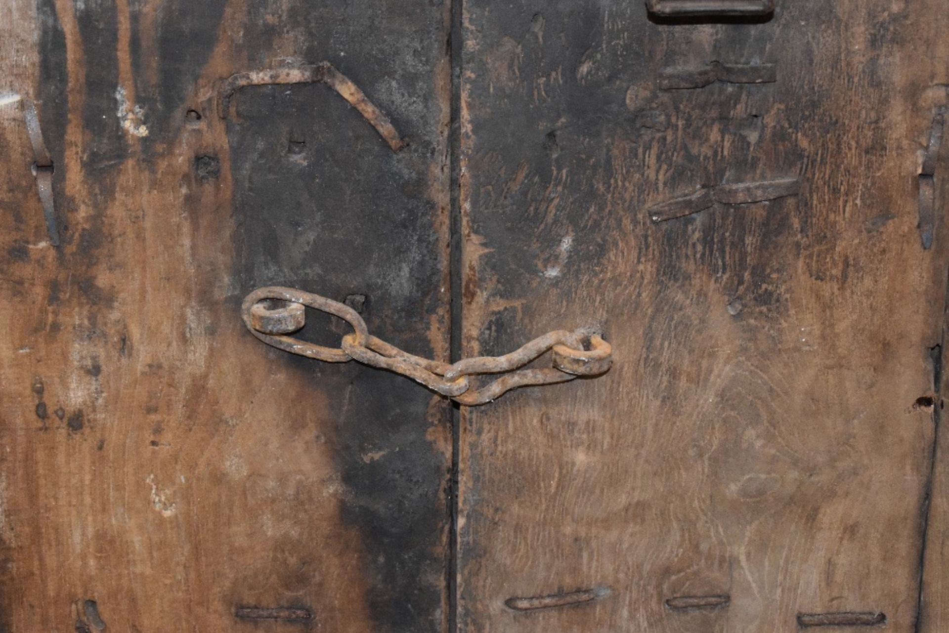 A pair of impressive 18th century teak and iron doors, possibly Spanish Colonial - Image 8 of 10