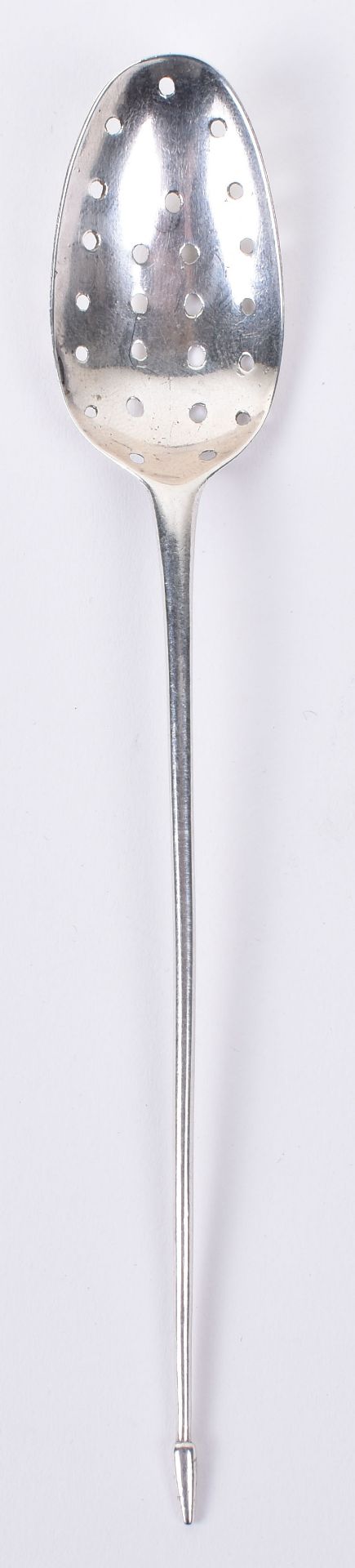 An early 18th century silver mote skimming spoon