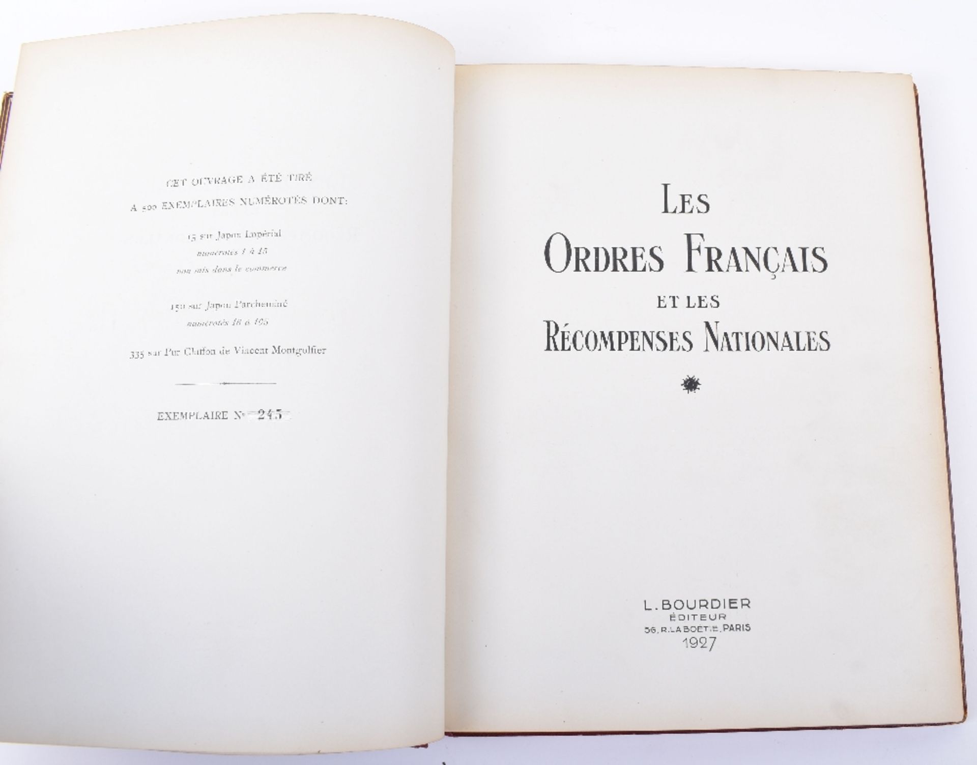 Les Ordres Francais et les Recompenses Nationales, L.Bourdier 1st Edition 1927. - Image 4 of 5