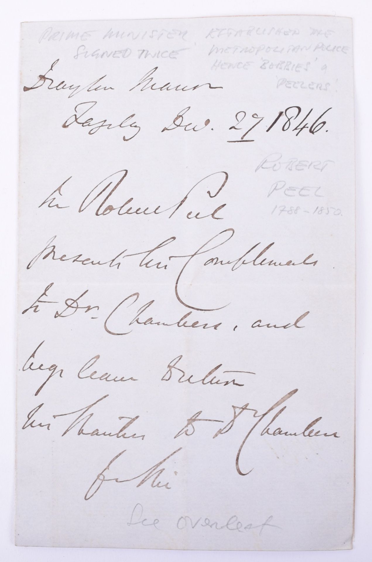 Sir Robert Peel (1788-1850) Signed Letter - Image 2 of 2