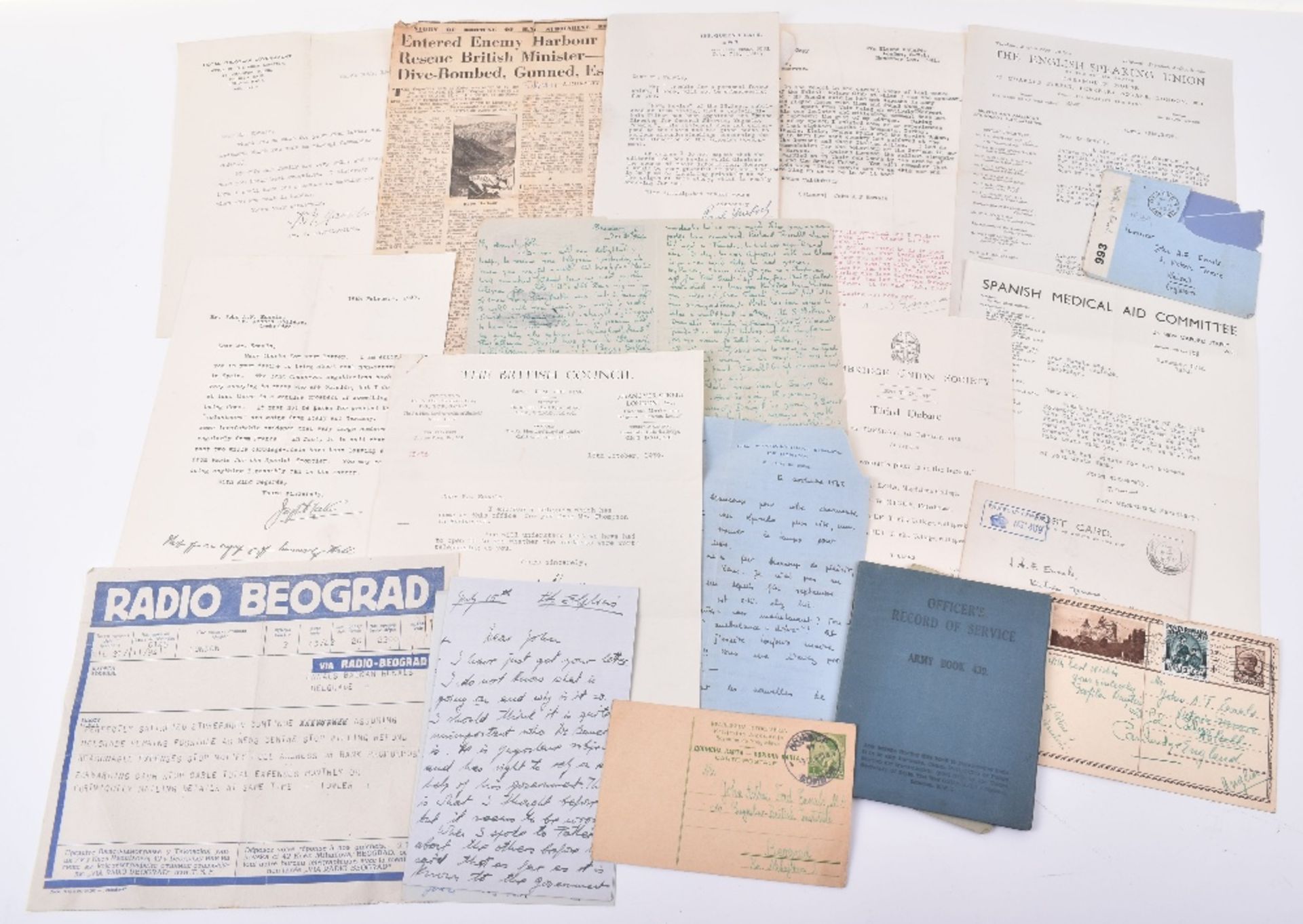 Archive of Documents and Personal Correspondence of Major John A,F,Ennals, Intelligence Corps, Newsp