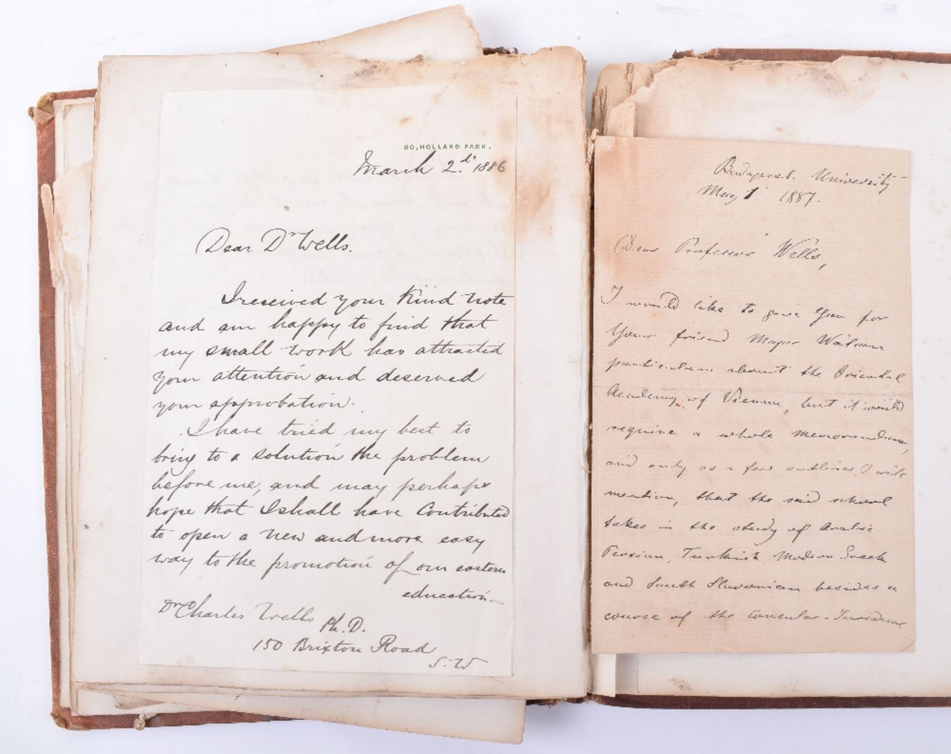 Letter book Relating to Dr Charles Wells from the 1860's to the late 1880's. Dr Wells was a Recognis - Image 6 of 8