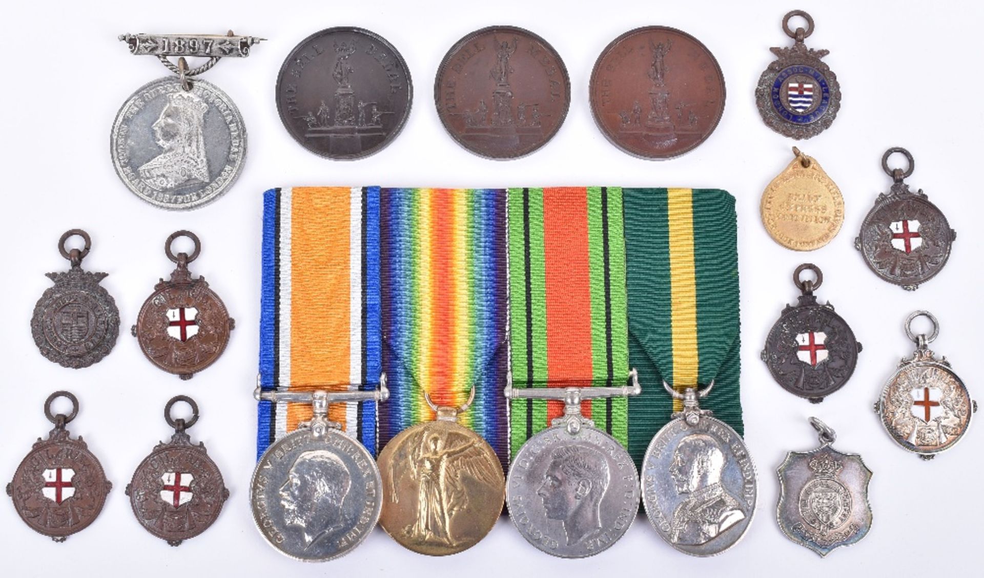 Scarce WW1 and Territorial Medal Group of Four Royal Navy and 10th London Regiment