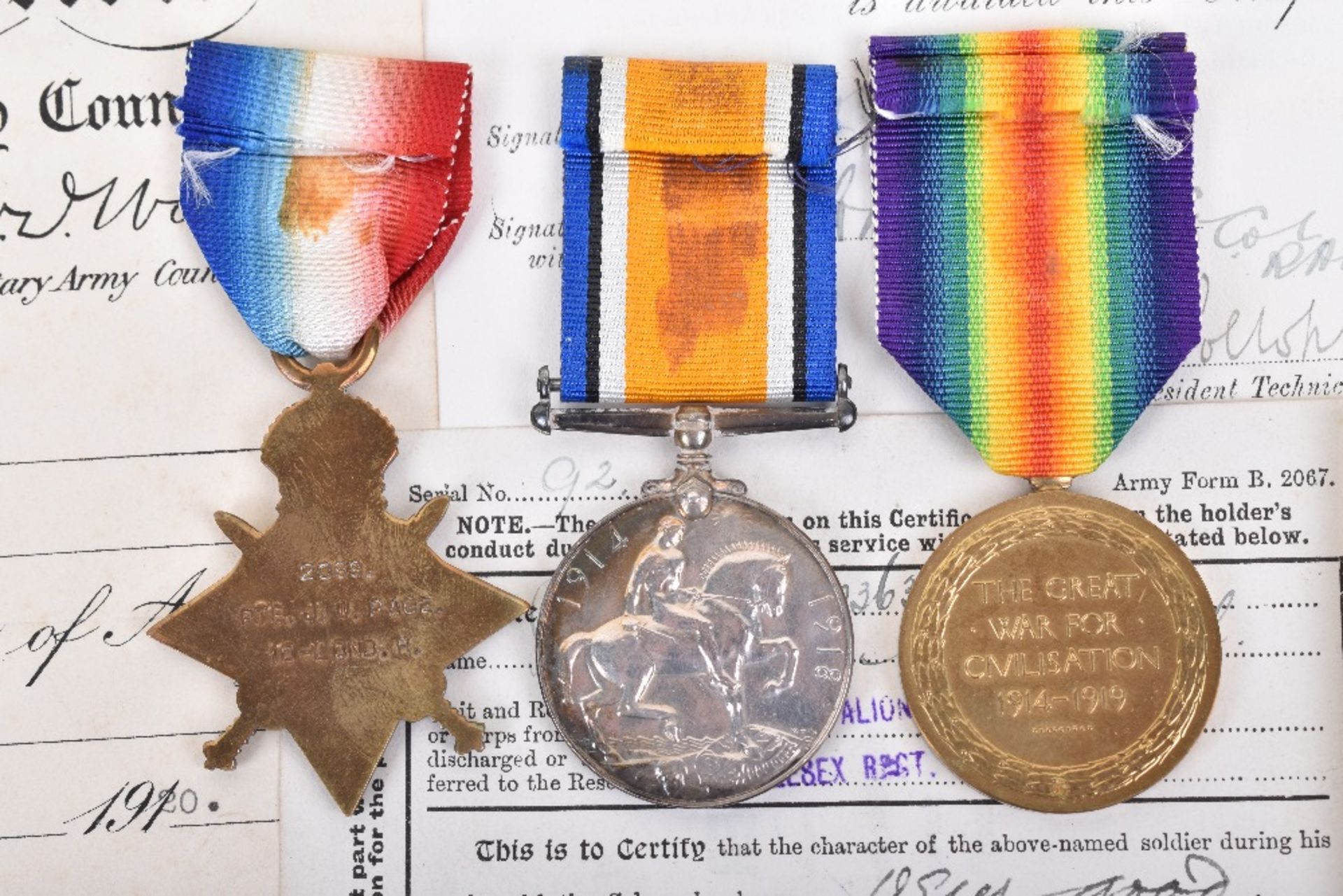 1914-15 Star Medal Trio 10th London Regiment - Image 3 of 7