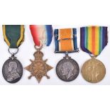 WW1 1914-15 Star Medal Trio & Territorial Efficiency Medal 10th London Regiment and Rifle Brigade