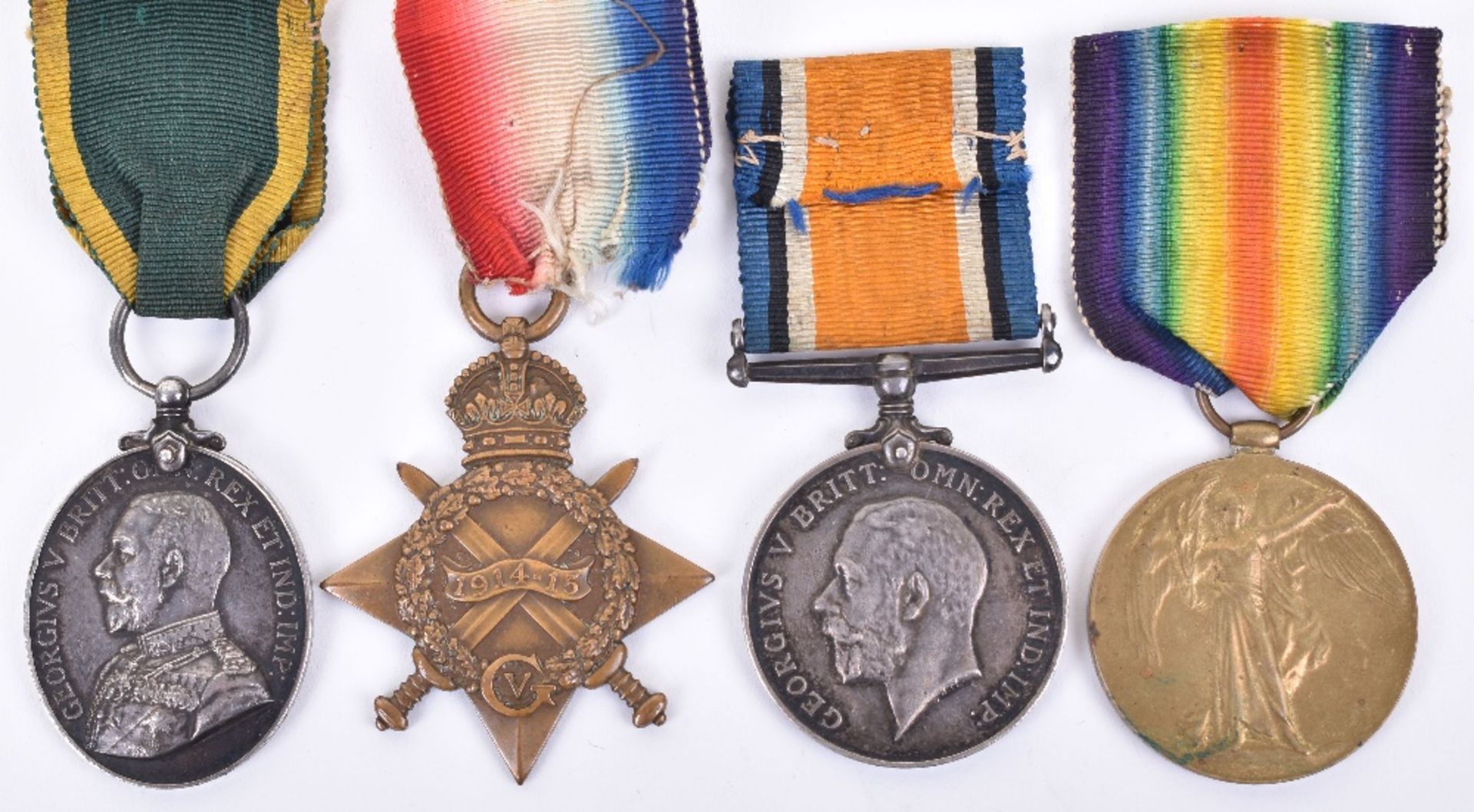 WW1 1914-15 Star Medal Trio & Territorial Efficiency Medal 10th London Regiment and Rifle Brigade