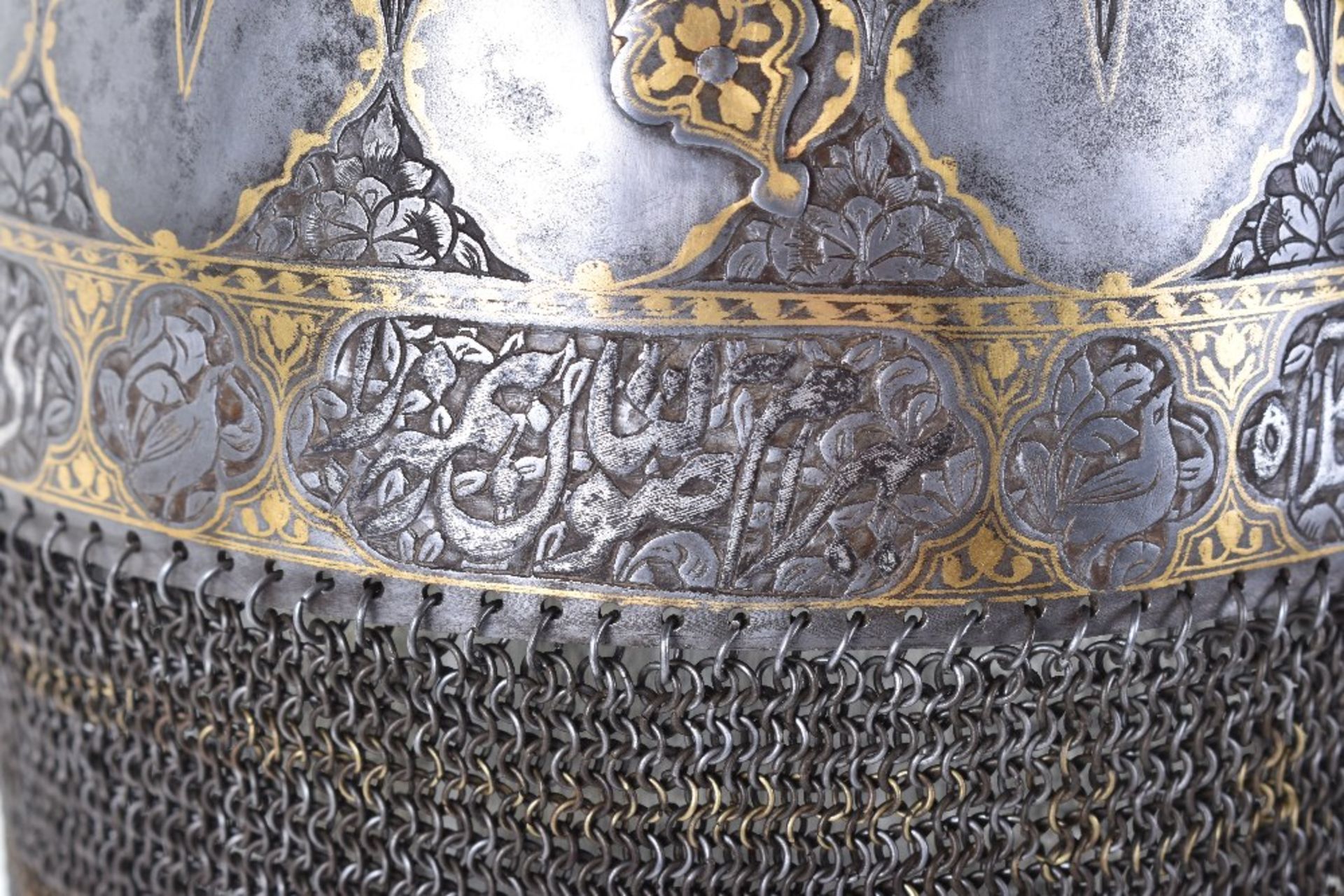 Very Fine Persian Helmet Khula Khud and Matching Shield Dhal, Qjar Dynasty - Image 11 of 27