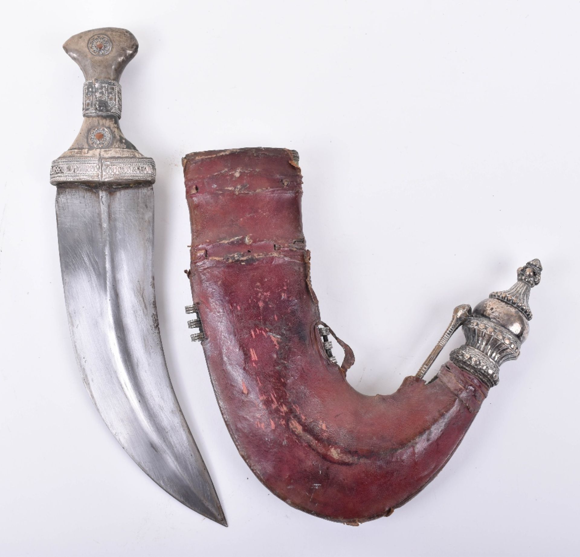 Large Arab Low-Grade Silver Mounted Dagger Jambya - Image 2 of 21