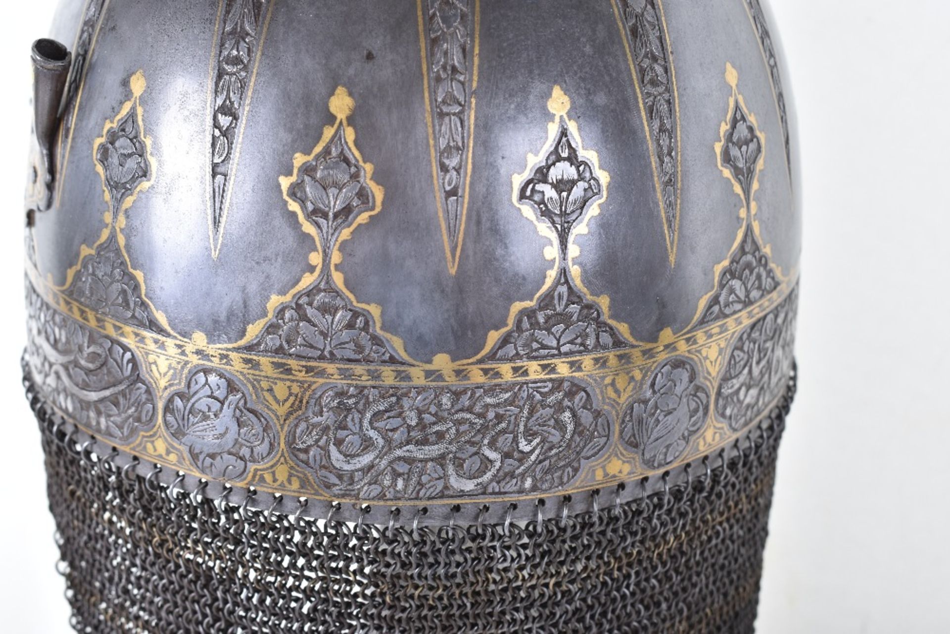 Very Fine Persian Helmet Khula Khud and Matching Shield Dhal, Qjar Dynasty - Image 13 of 27