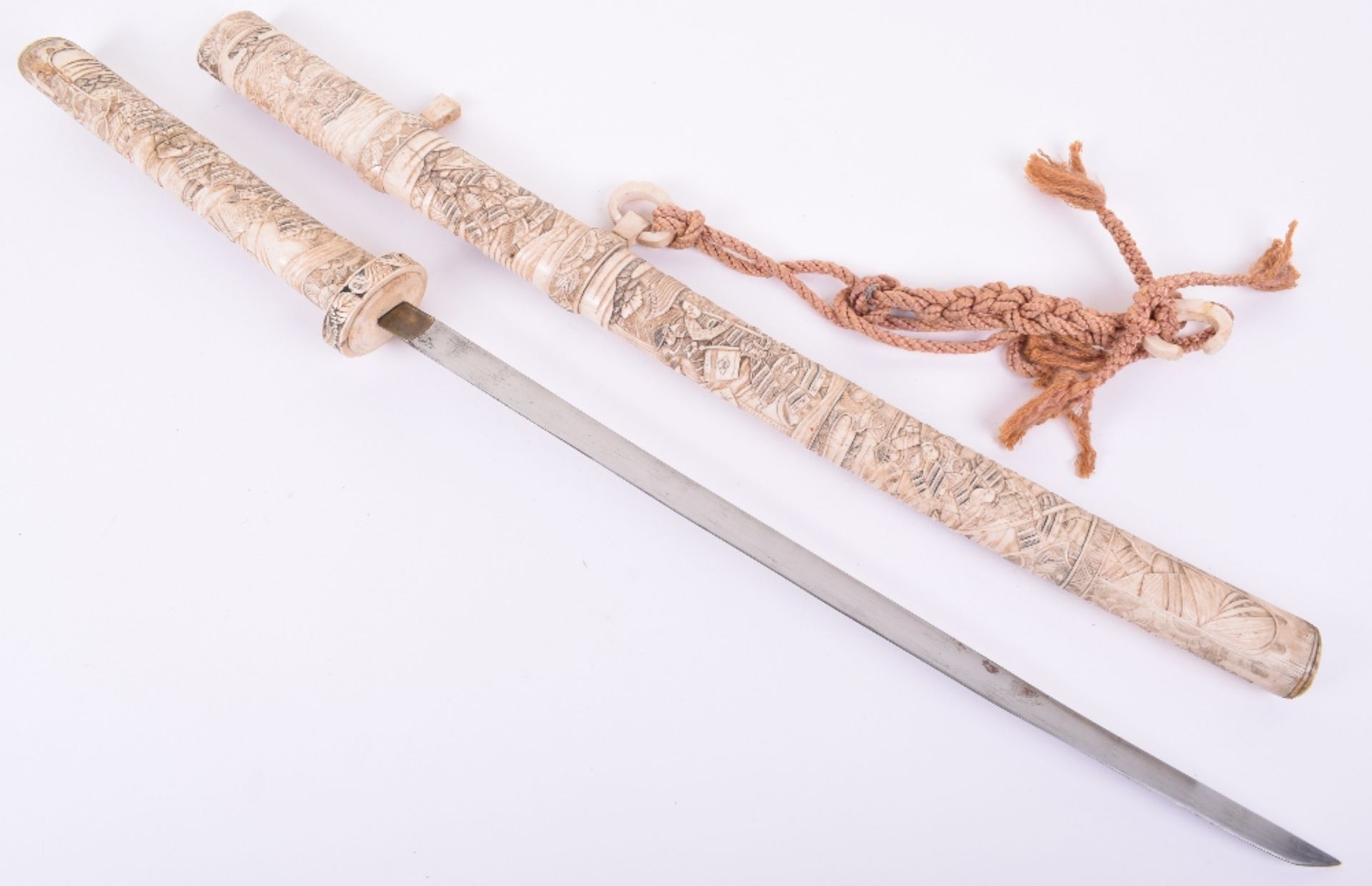 Japanese Carved Bone Sword Katana - Image 3 of 9