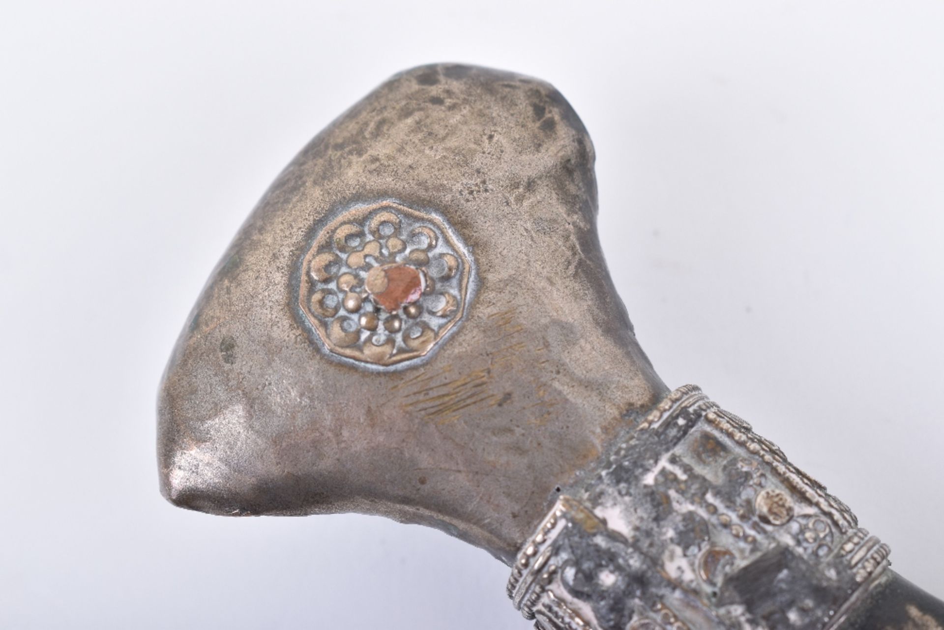 Large Arab Low-Grade Silver Mounted Dagger Jambya - Image 15 of 21