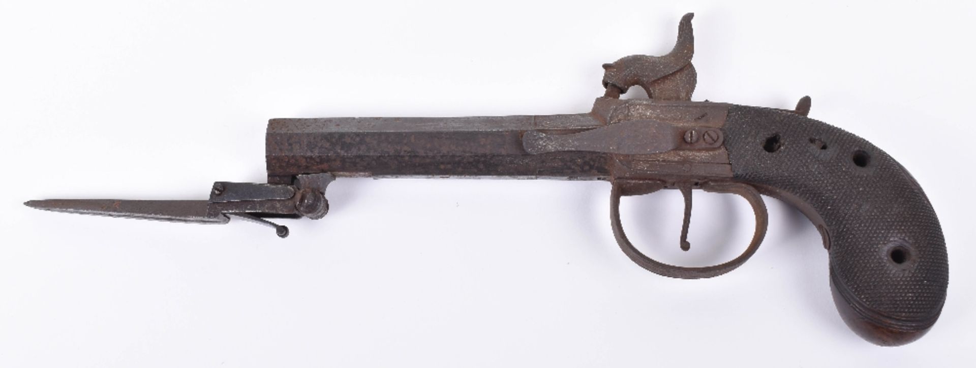 Boxlock Percussion Belt Pistol Fitted with Spring Bayonet - Image 4 of 5