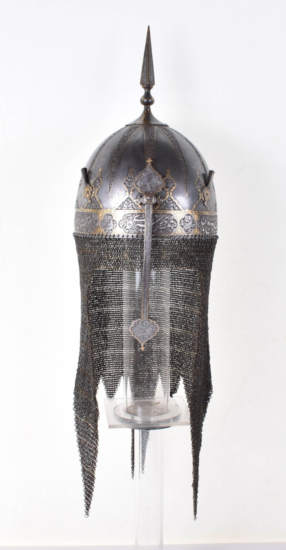 Very Fine Persian Helmet Khula Khud and Matching Shield Dhal, Qjar Dynasty - Image 2 of 27