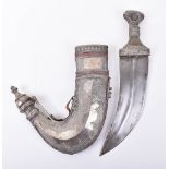 Large Arab Low-Grade Silver Mounted Dagger Jambya