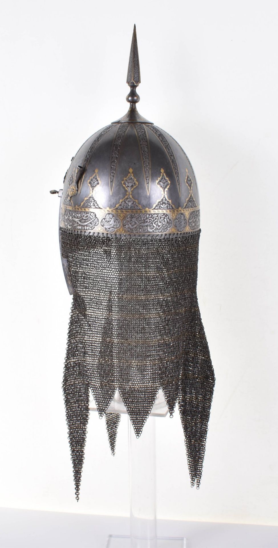 Very Fine Persian Helmet Khula Khud and Matching Shield Dhal, Qjar Dynasty - Image 14 of 27