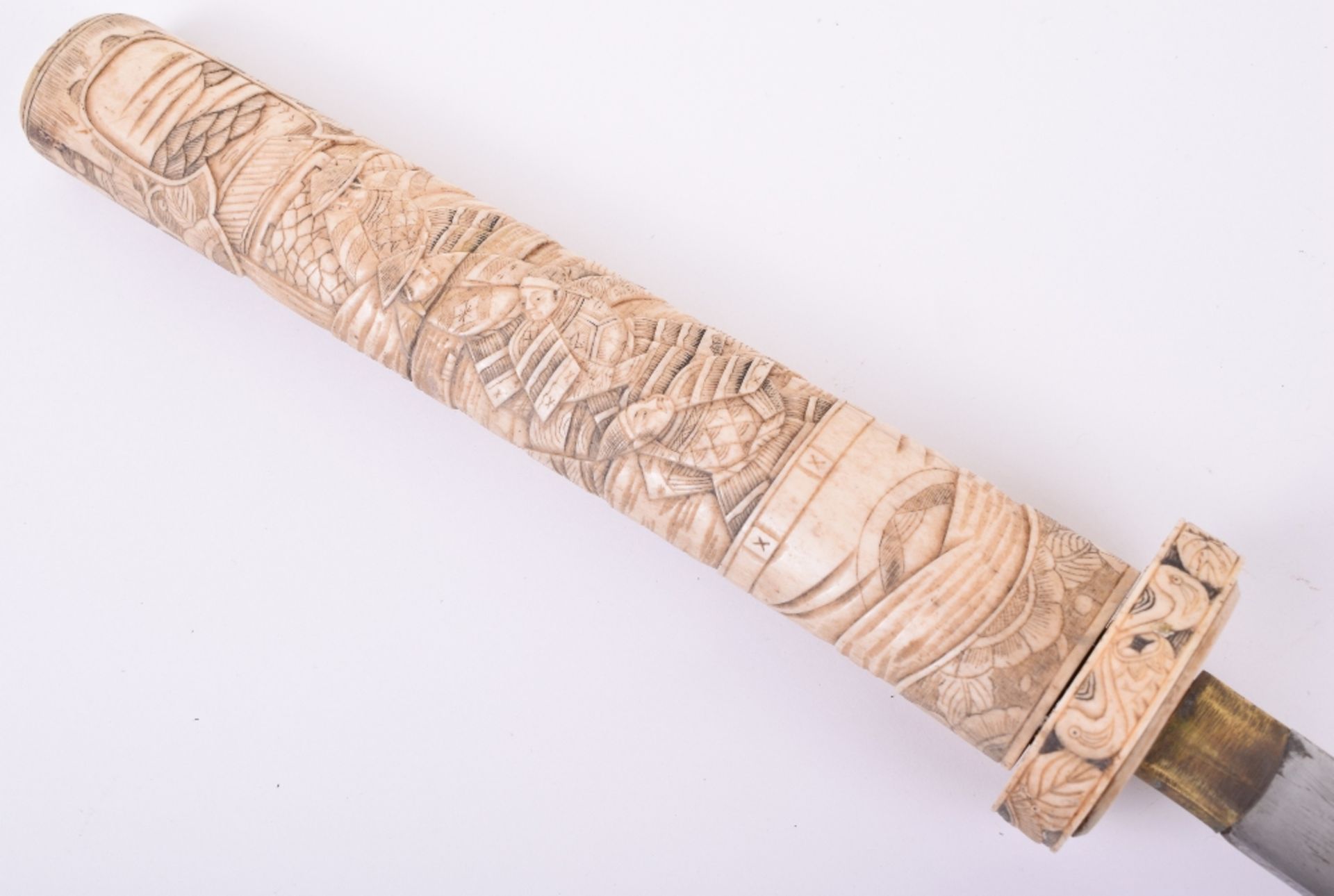 Japanese Carved Bone Sword Katana - Image 5 of 9