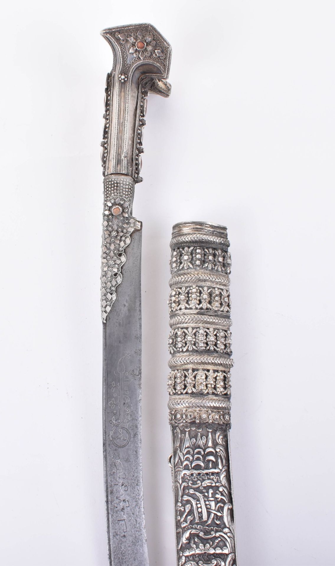 ^ Good Turkish Silver Mounted Sword Yataghan