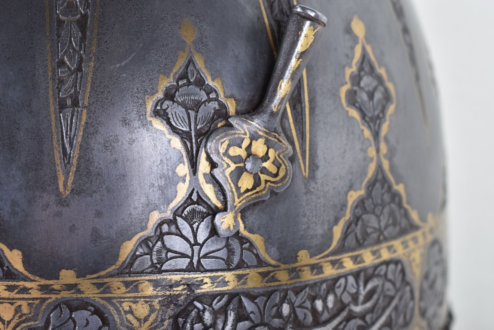 Very Fine Persian Helmet Khula Khud and Matching Shield Dhal, Qjar Dynasty - Image 6 of 27