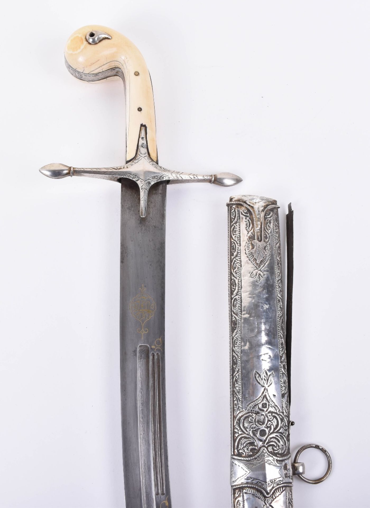 ^ Large Ottoman Silver Mounted Sword Shamshir