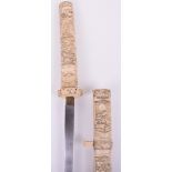 Japanese Carved Bone Sword Katana