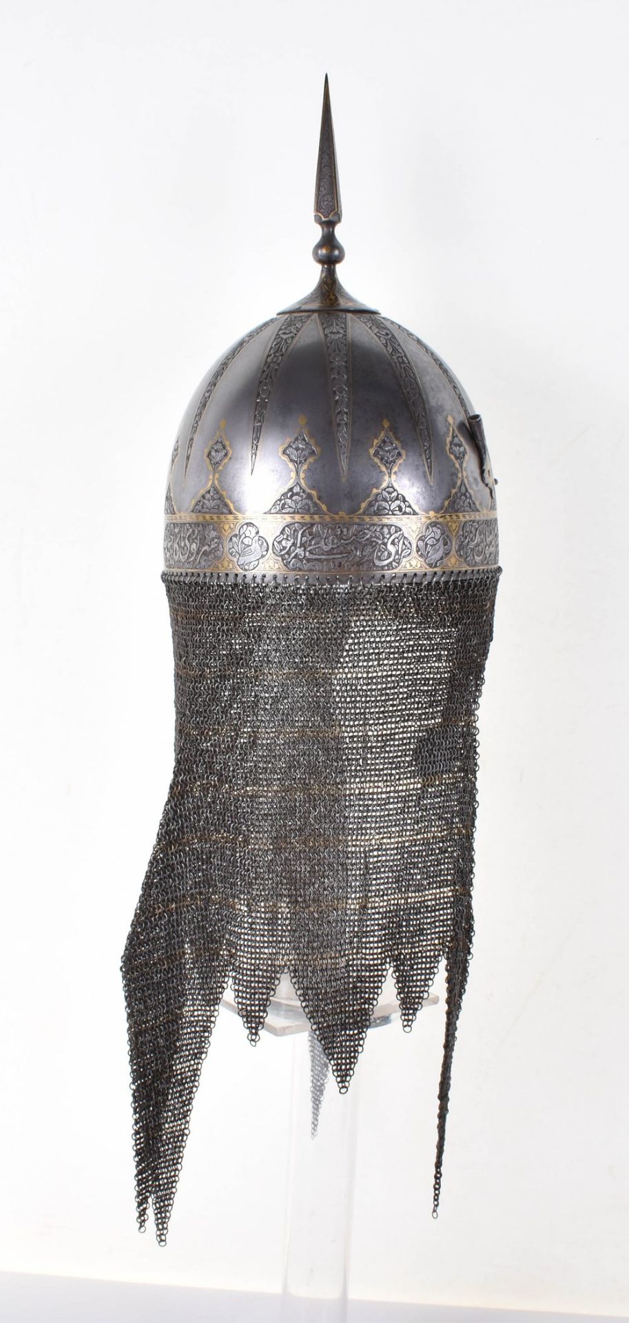 Very Fine Persian Helmet Khula Khud and Matching Shield Dhal, Qjar Dynasty - Image 15 of 27