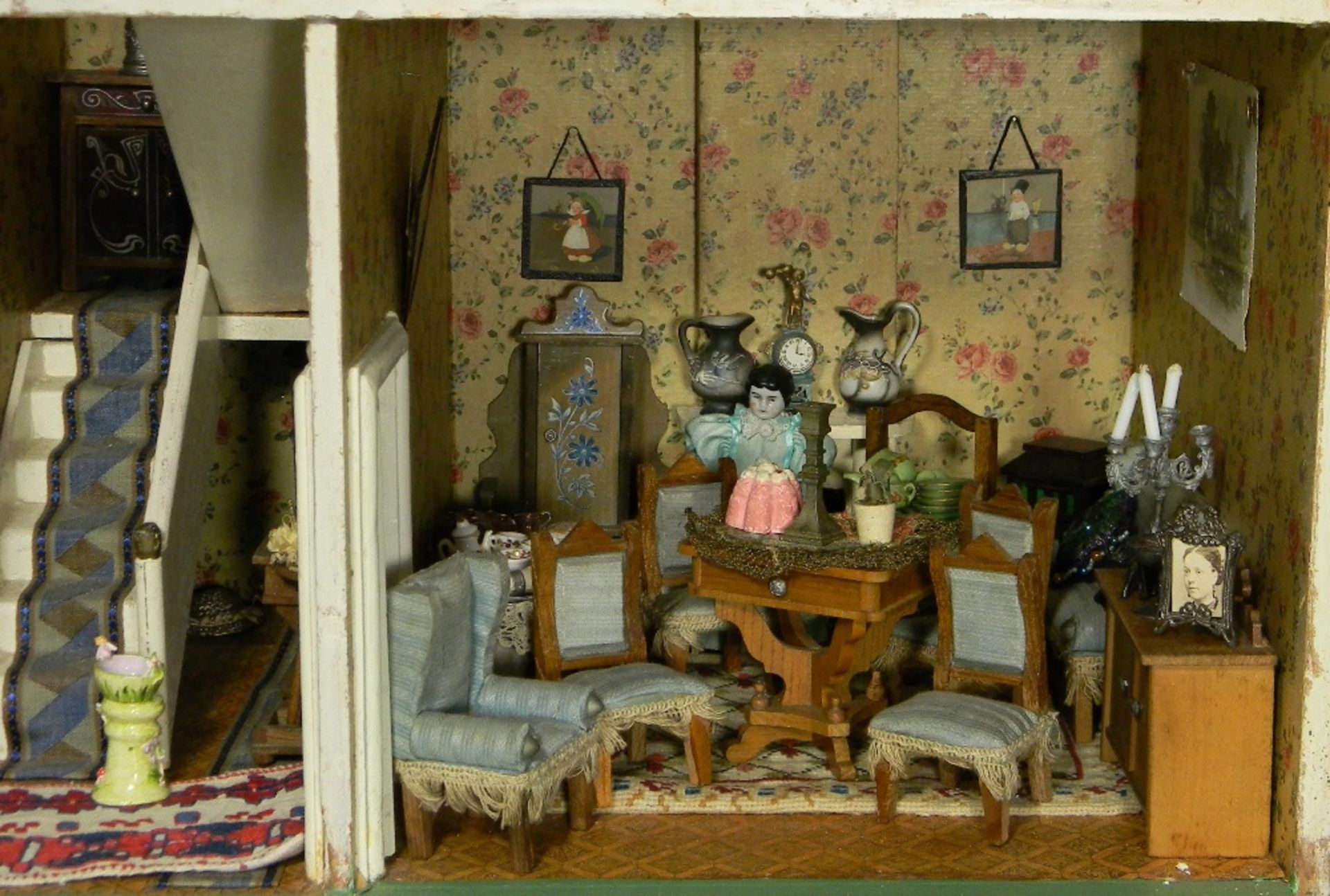 G & J Lines painted wooden dolls house with contents, English circa 1910, - Image 6 of 6