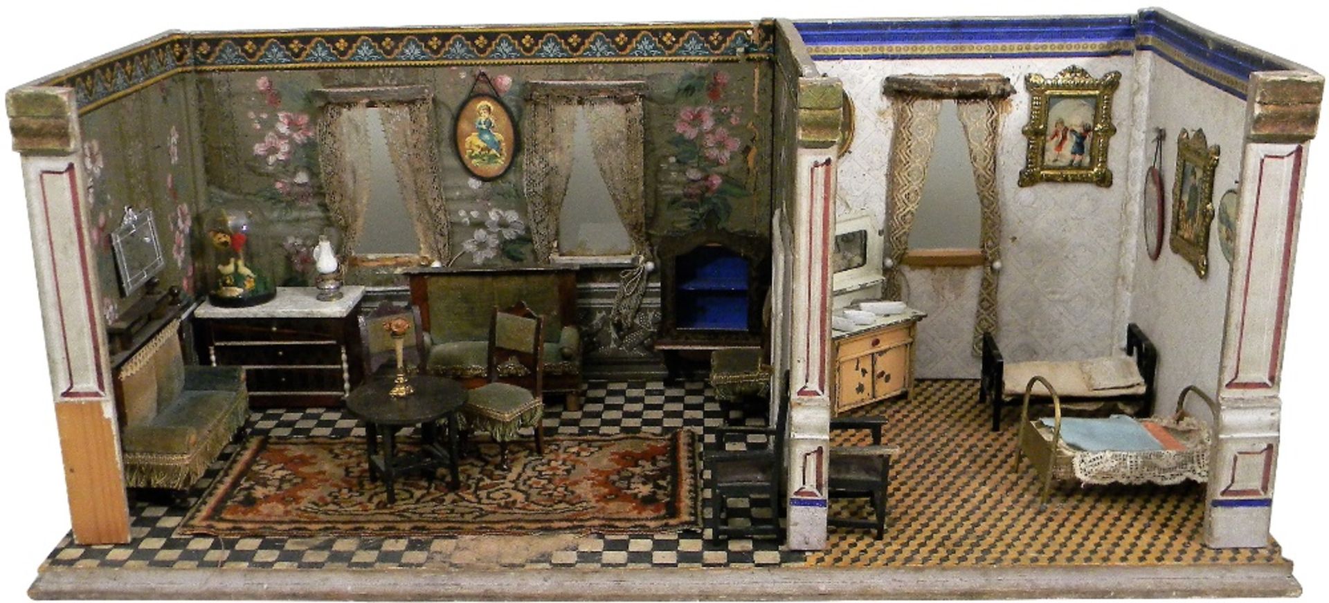 A good painted wooden German Room set, circa 1880,